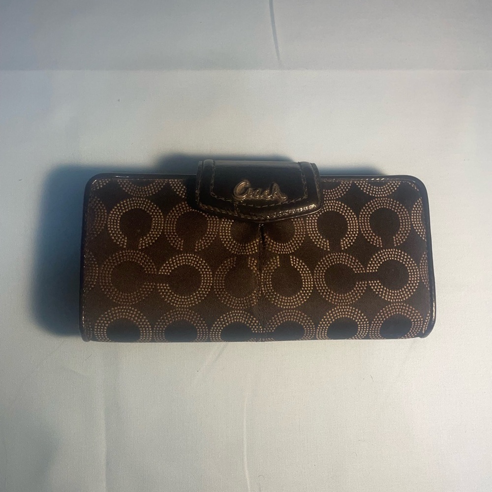 Coach Dark Brown Circle Pattern Wallet - image 1